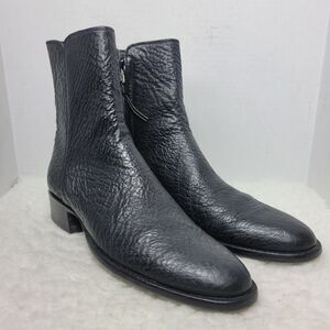 Stallion Men's Boots Size 8 D Black Bison Zorro Zip Cowboy Shoes Leather Sole